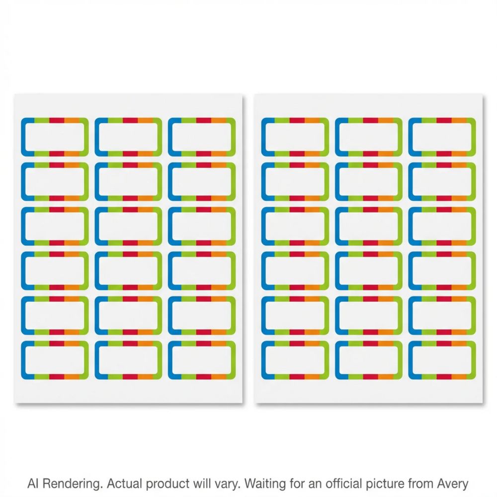 Avery No-Iron Fabric Labels, ¾" x 1¾", Playful stripe border, 24/pkg