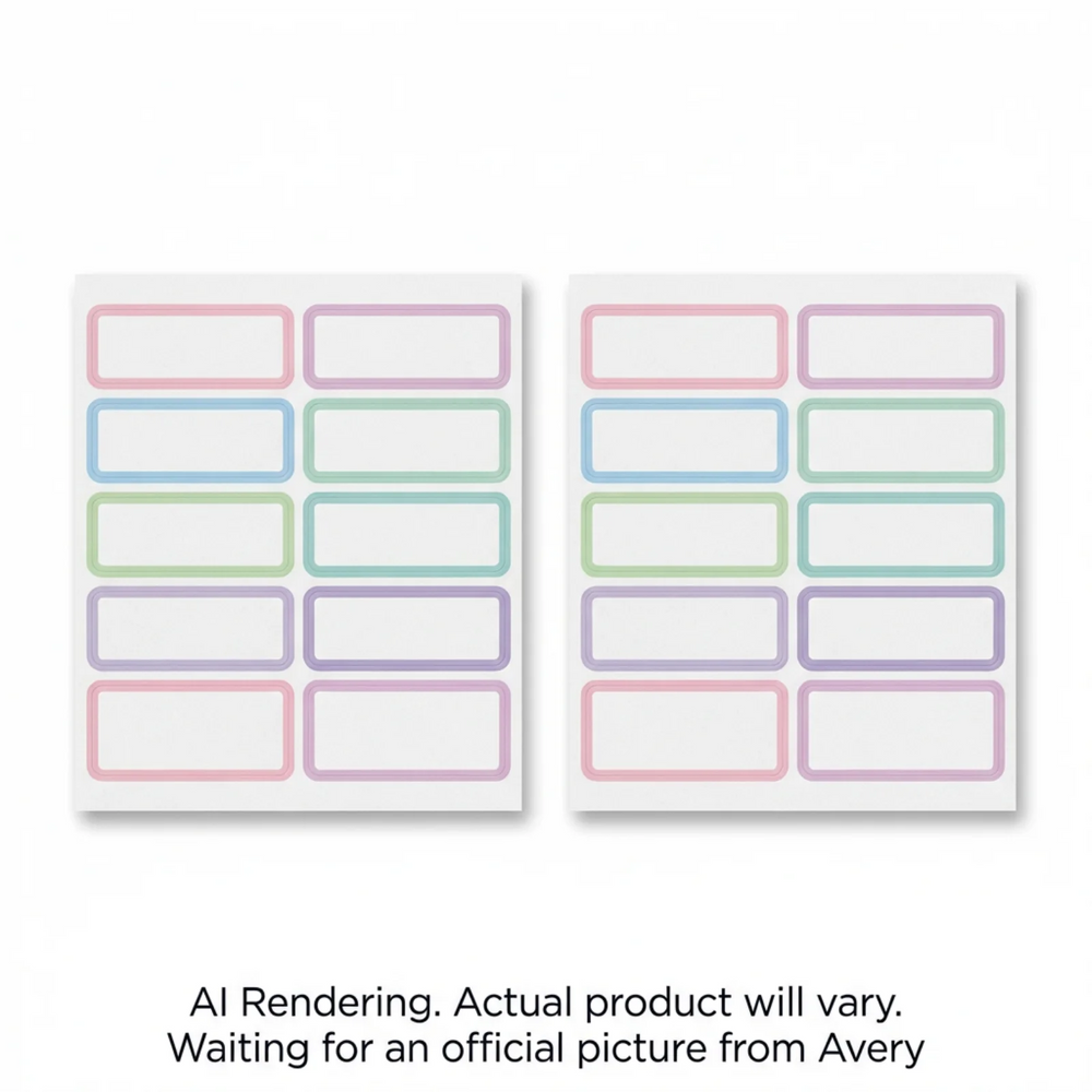Avery No-Iron Fabric Labels, ¾" x 1¾", Soft pastel border, 24/pkg