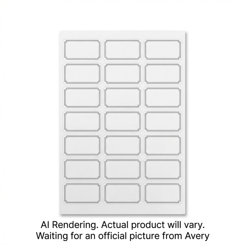 Avery No-Iron Fabric Labels, 1" x 1¾", Grey border, 250/pkg
