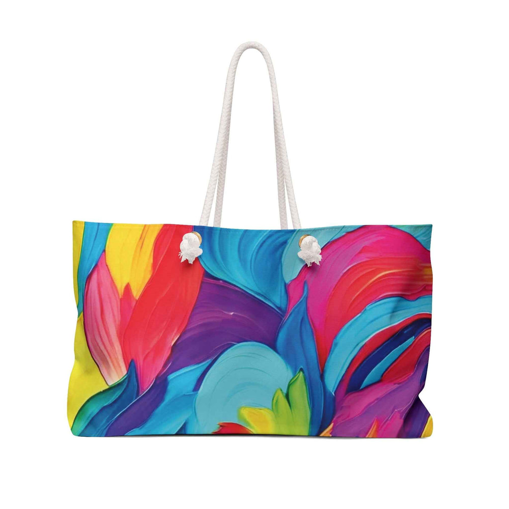 Colorful Abstract Paint Brush Strokes Weekender Bag | Vibrant Swirl Large Tote Bag