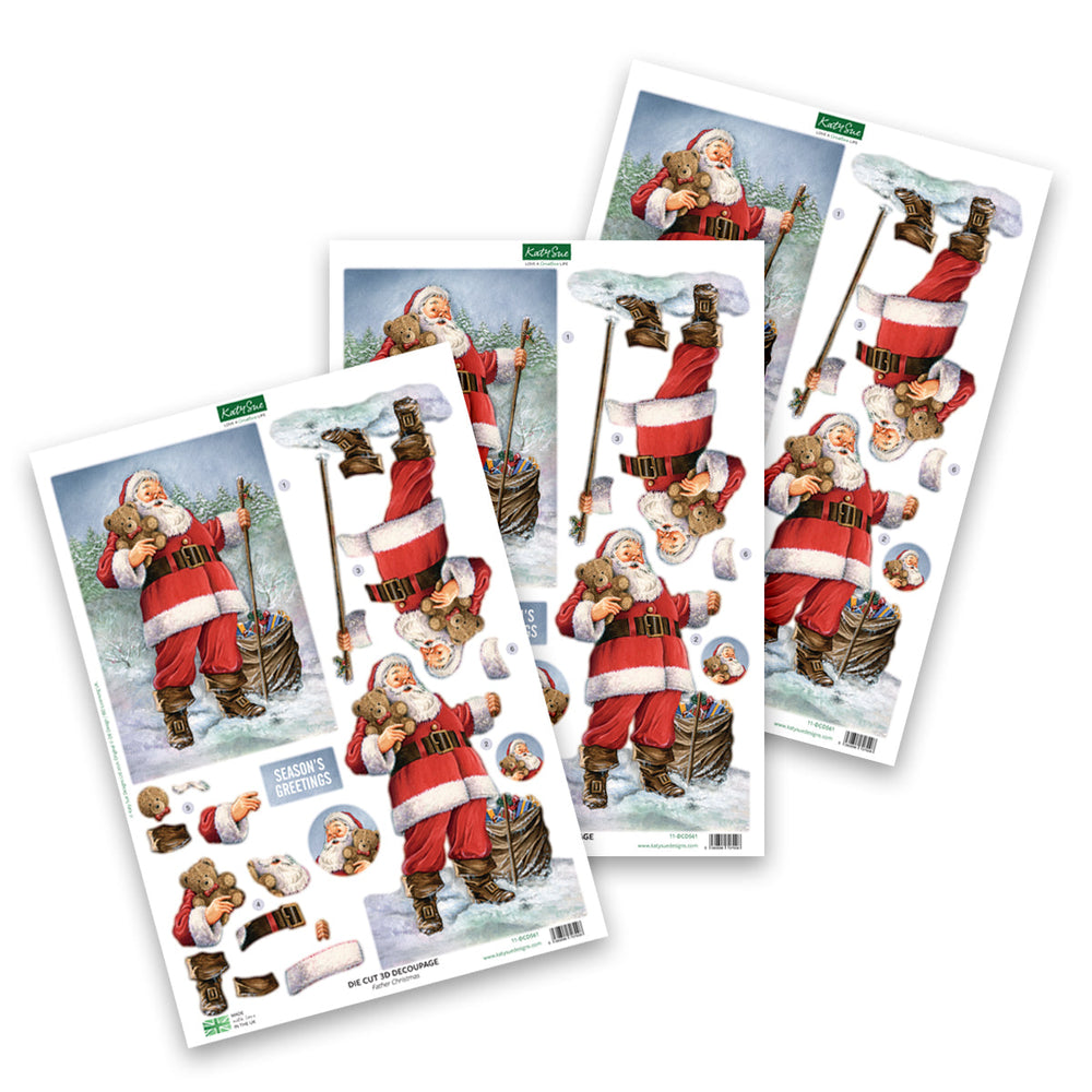 Die Cut Decoupage – Father Christmas (Pack Of 3) — Ecstasy Crafts