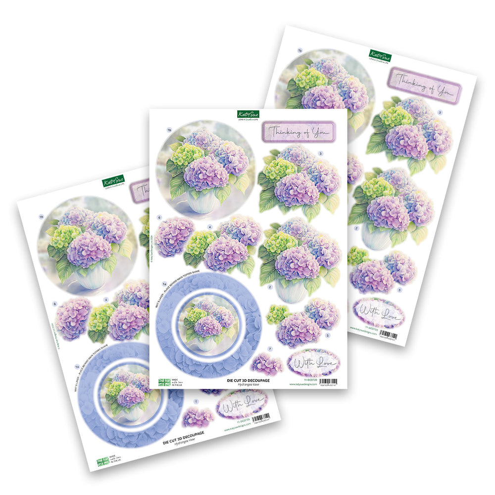 Die Cut Decoupage – Hydrangea Vase (pack of 3) — Ecstasy Crafts