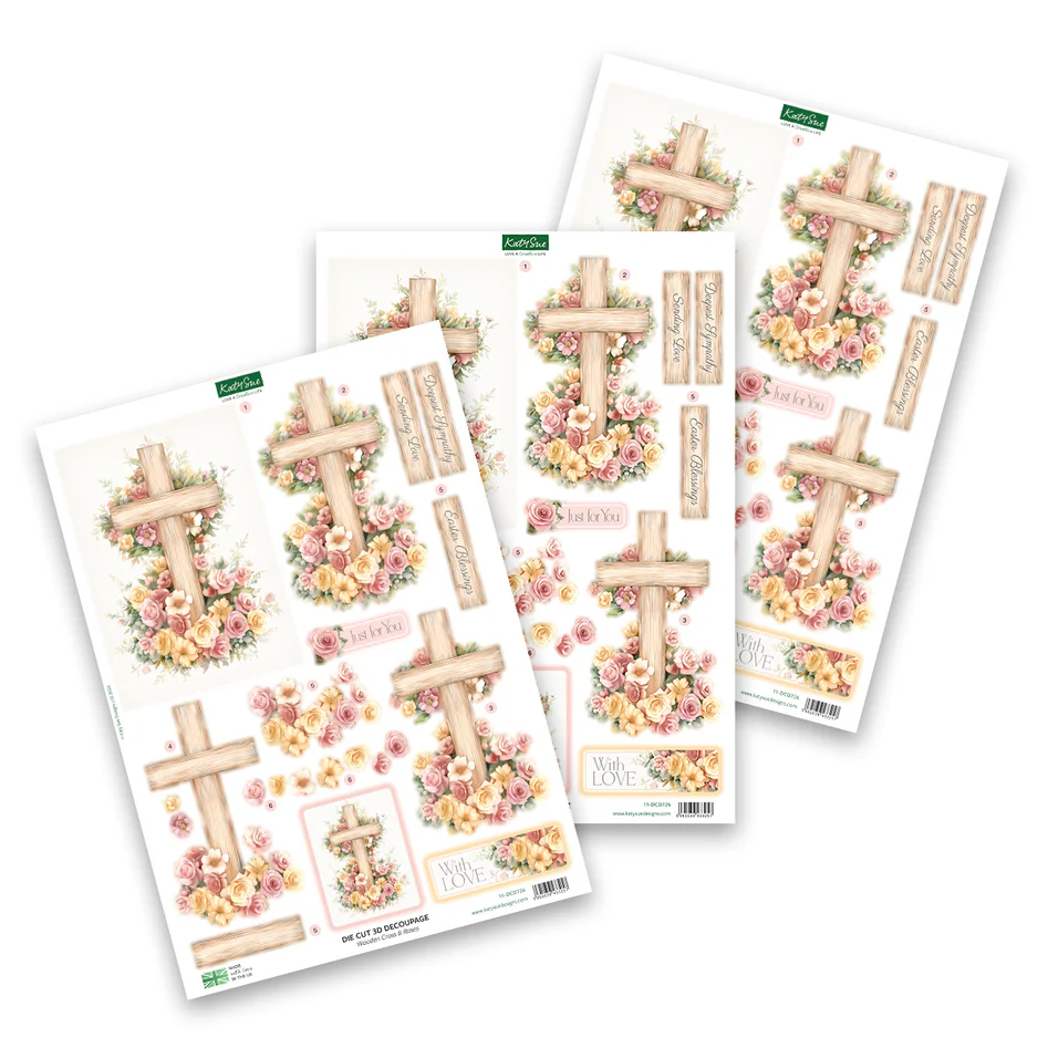 Die Cut Decoupage – Wooden Cross & Roses (pack of 3) — Ecstasy Crafts