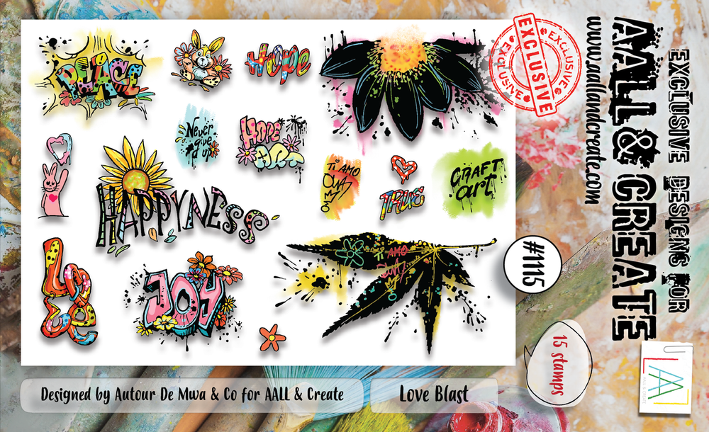 AALL and Create #1115 - Planche de tampons A6 - Love Blast