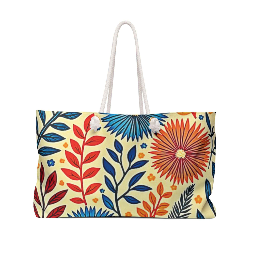 Colorful Floral Pattern Weekender Bag| Boho Flower Leaves Large Tote Bag