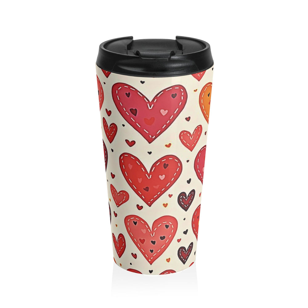 Tasse de voyage en acier inoxydable Cœurs dessinés à la main | Motif Saint-Valentin