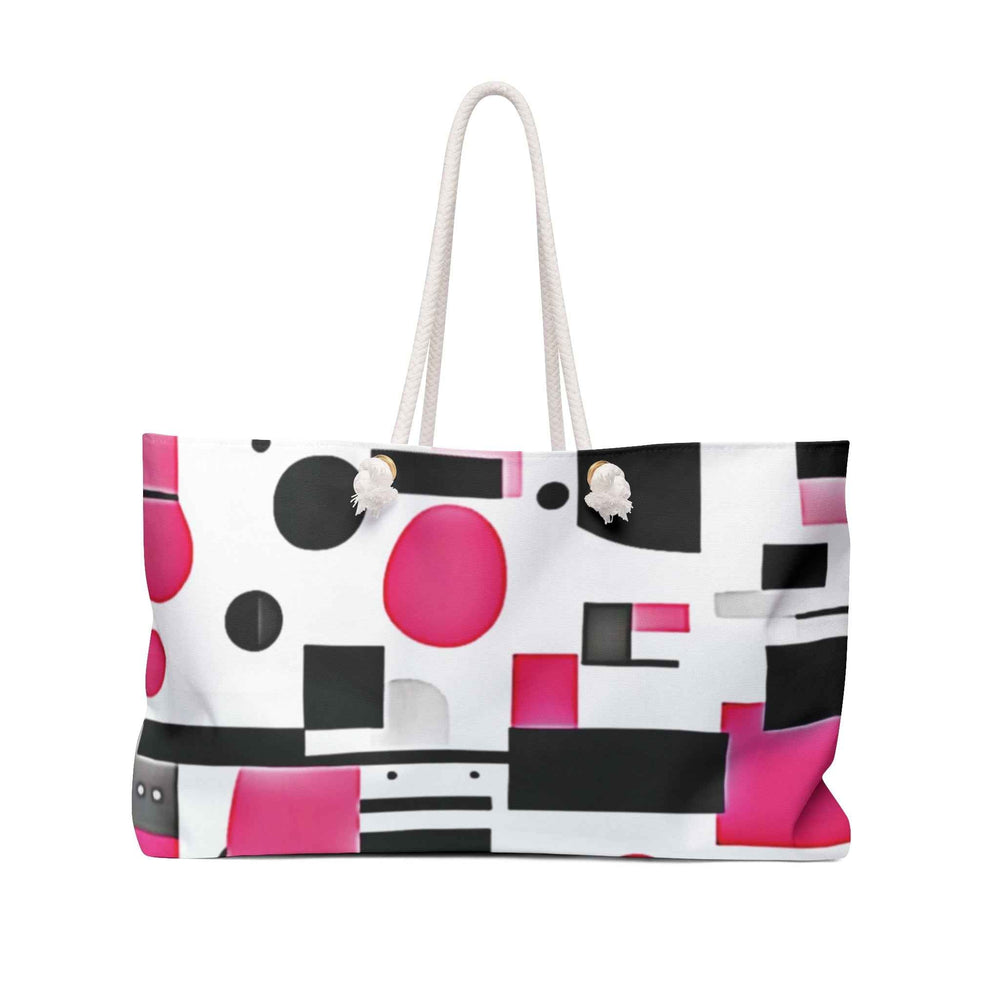 Pink Black Geometric Weekender Bag | Abstract Shapes Large Tote Bag