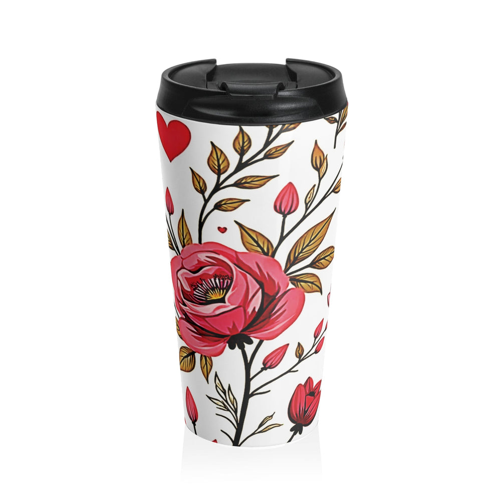Red Rose Floral Pattern Travel Mug | Stainless Steel Tumbler