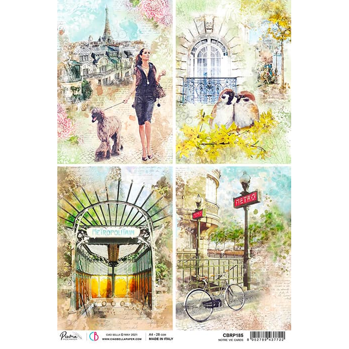 Cartes Notre Vie en papier de riz A4 Ciao Bella