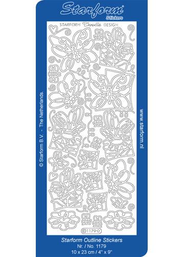 Autocollants décoratifs - Papillons/Fleurs dessinés à la main