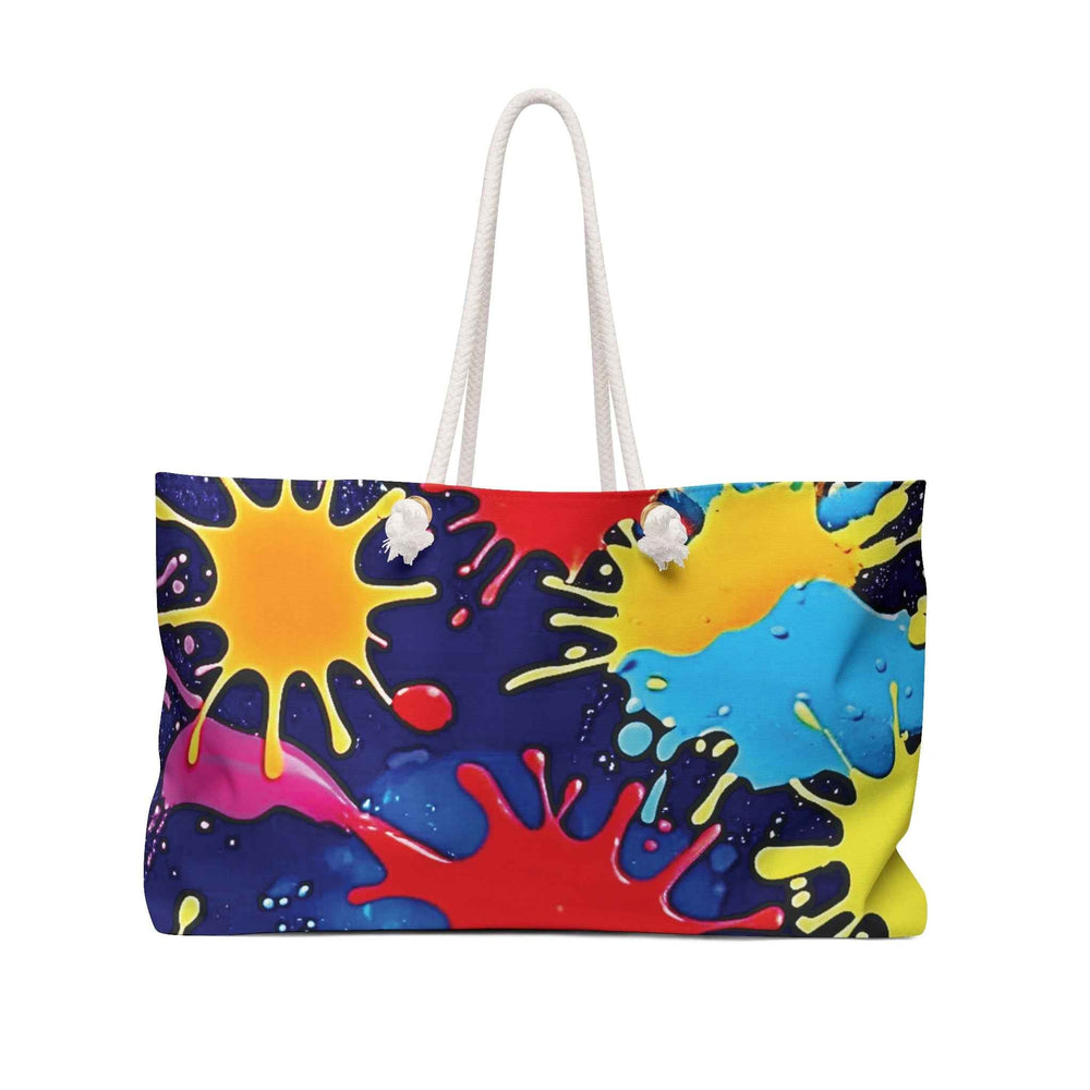 Colorful Paint Splatter Weekender Bag | Bright Splash Travel Tote | Large Tote Bag