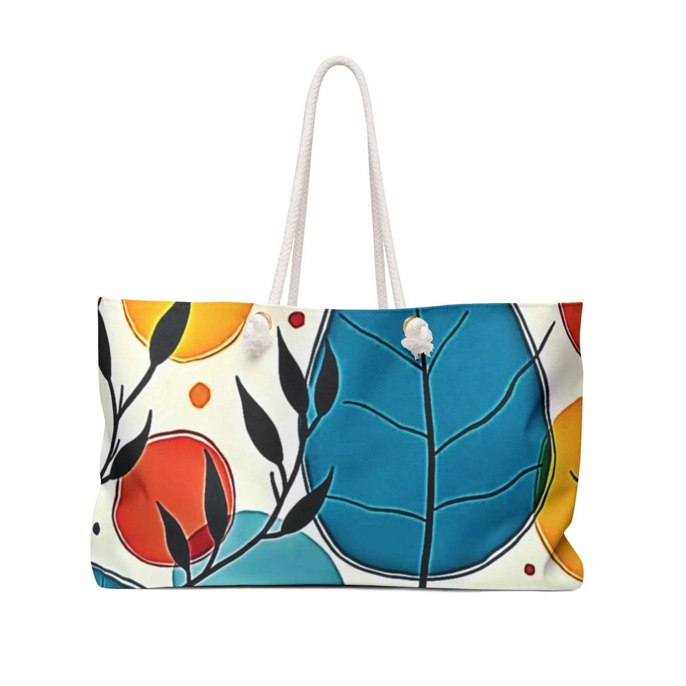 Colorful Abstract Leaves Weekender Bag | Teal Red Yellow Botanical Pattern |Large Tote Bag | Mom Weekender Bag | Busy Mom Bag