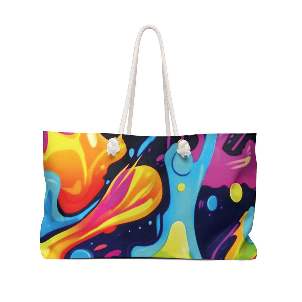 Colorful Abstract Swirl Weekender Bag | Neon Liquid Art Tote | Large Tote Bag