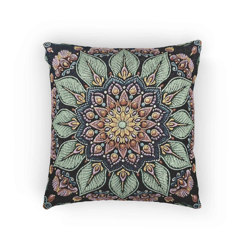 Coussin tissé Mosaïque florale Mandala | Housse de coussin décorative bohème