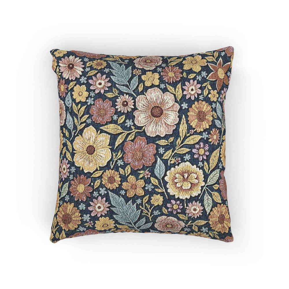 Vintage Floral Tapestry Woven Pillow | Floral Throw Pillow