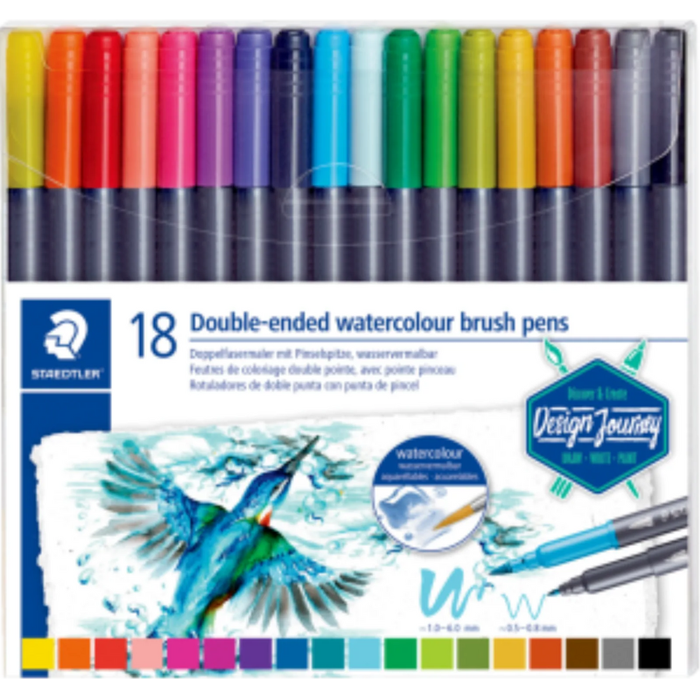Double-ended watercol. brush 18pcs