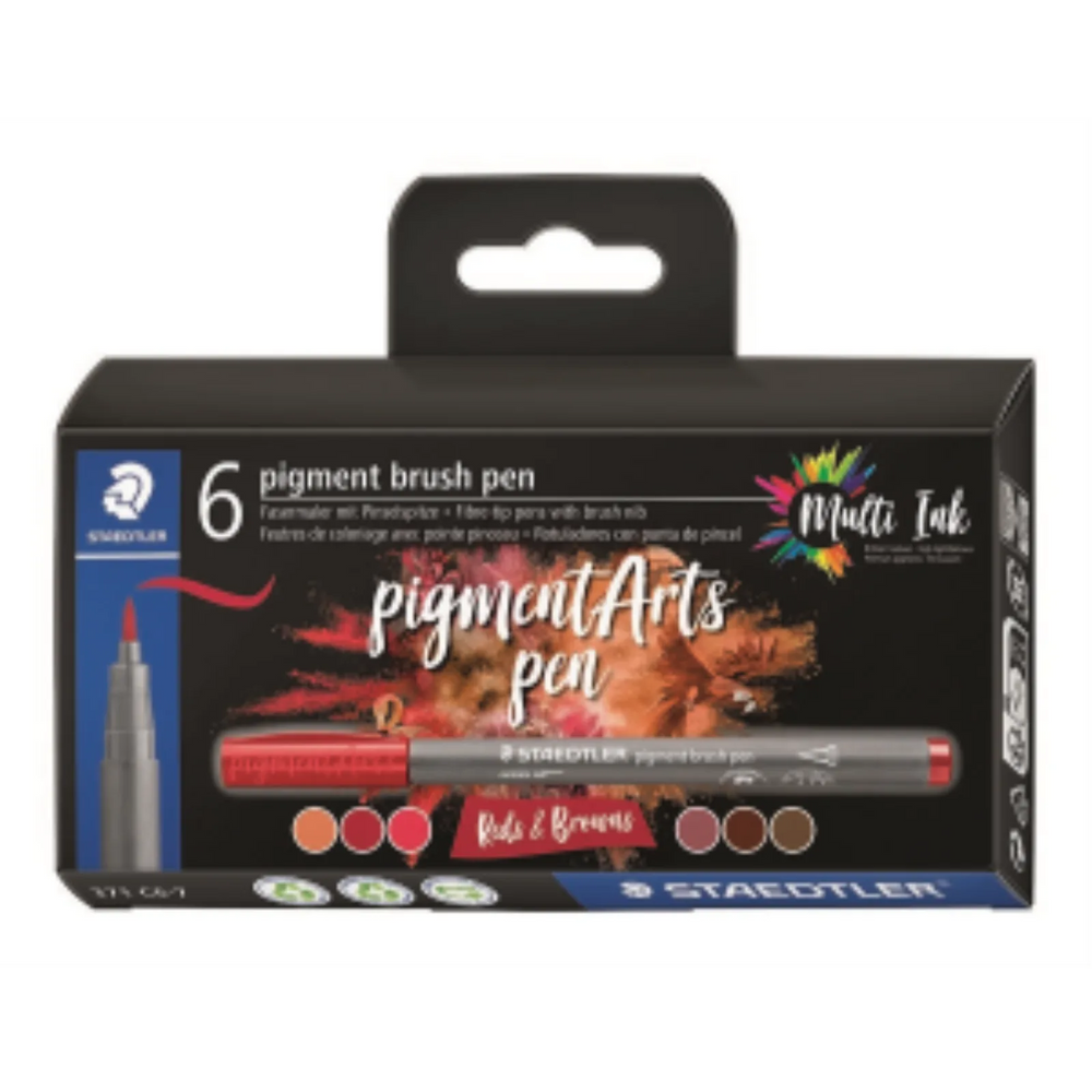 Pigment Brush Pen Reds&Browns 6Pcs