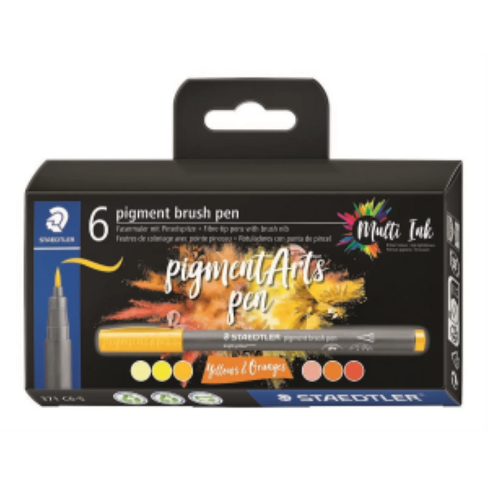 Pigment Brush Pen Yellows&Oran 6Pcs