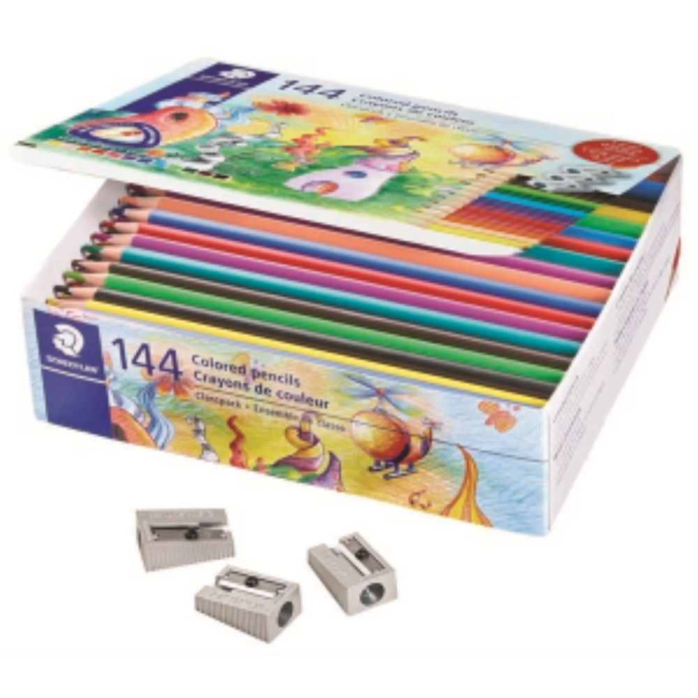 Extruded color pencil,class pack, 144ct + 3 sharpeners 510 10 (12 colours x 12packs)