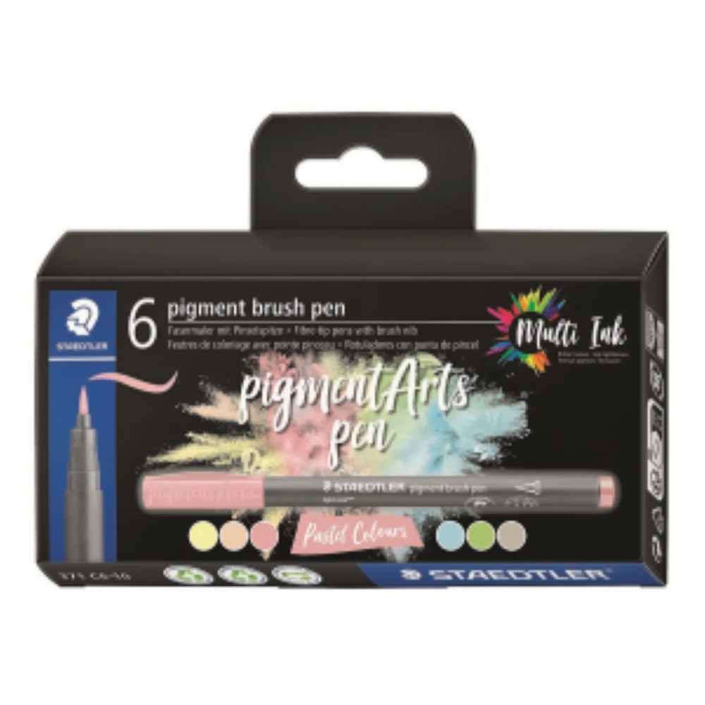 Pigment Brush Pen Pastel Colou 6Pcs