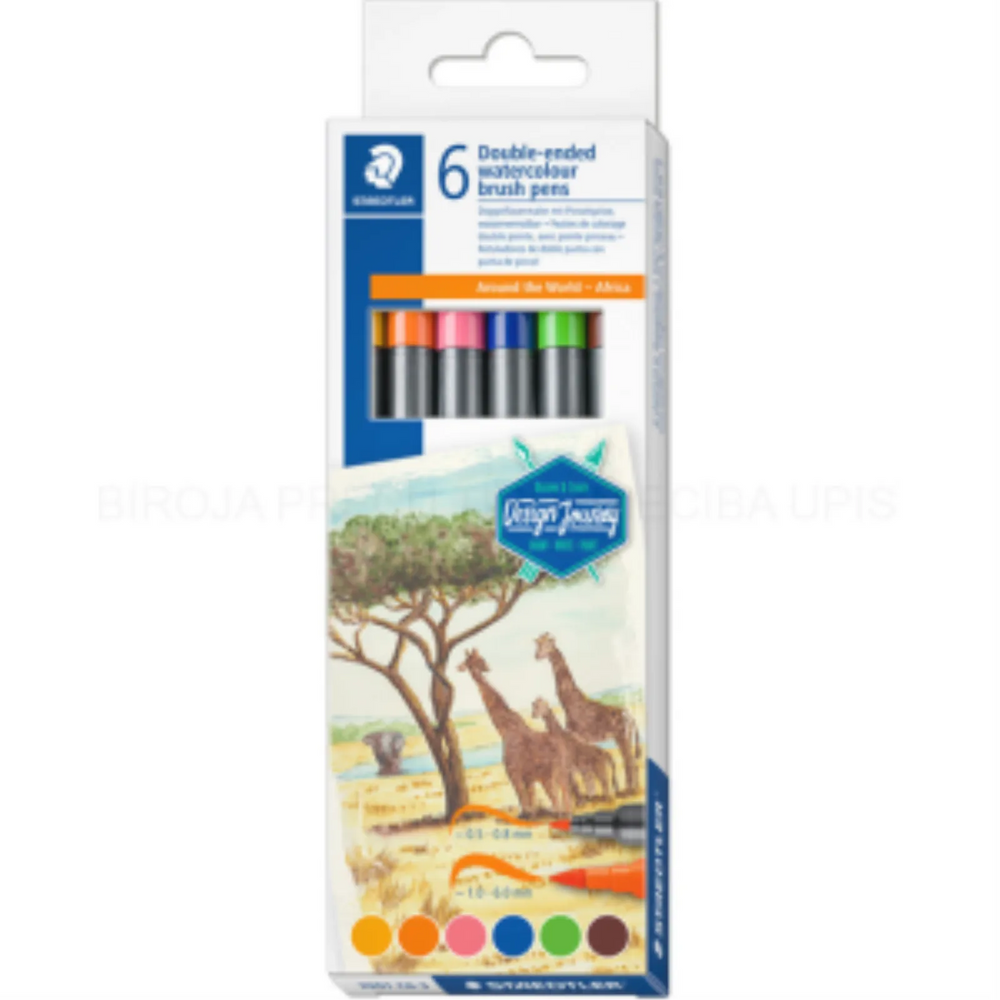 Staedtler Double ended Watercolour brush pens 6ct set, Africa
