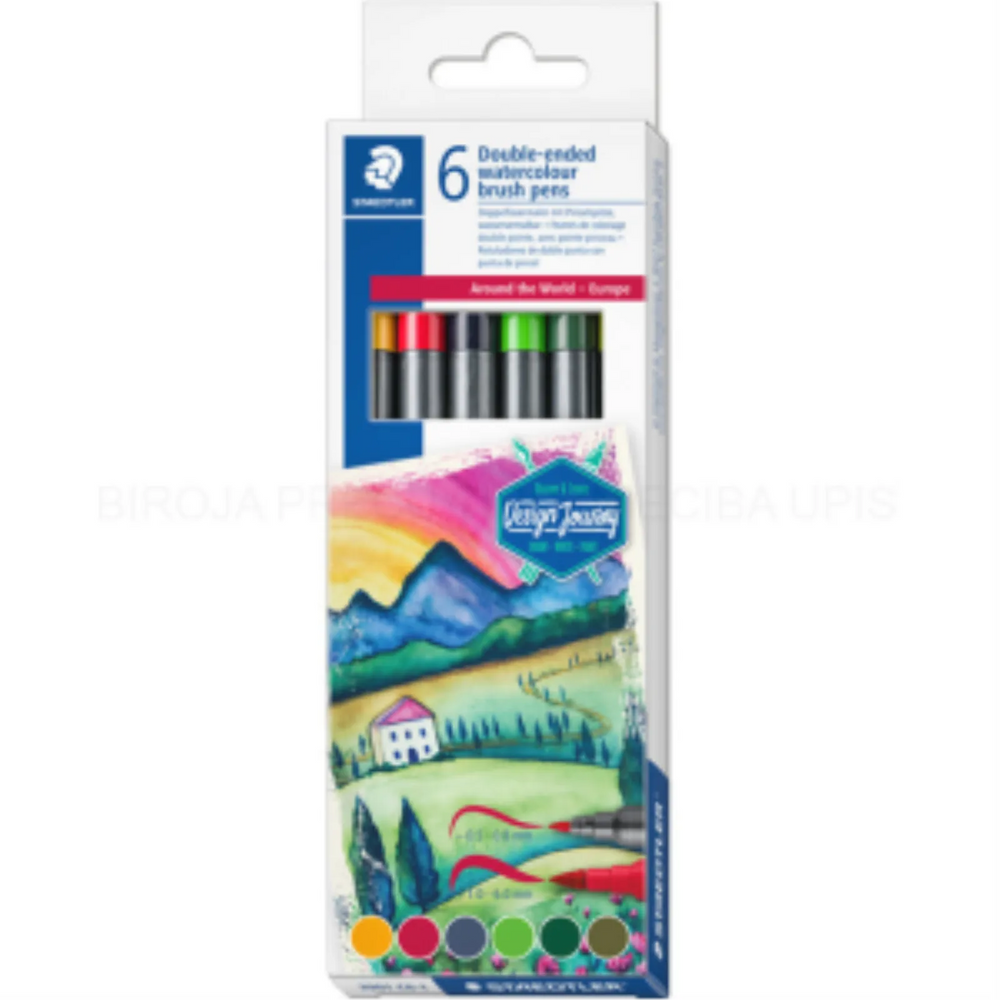 Staedtler Double ended Watercolour brush pens 6ct set, Europe