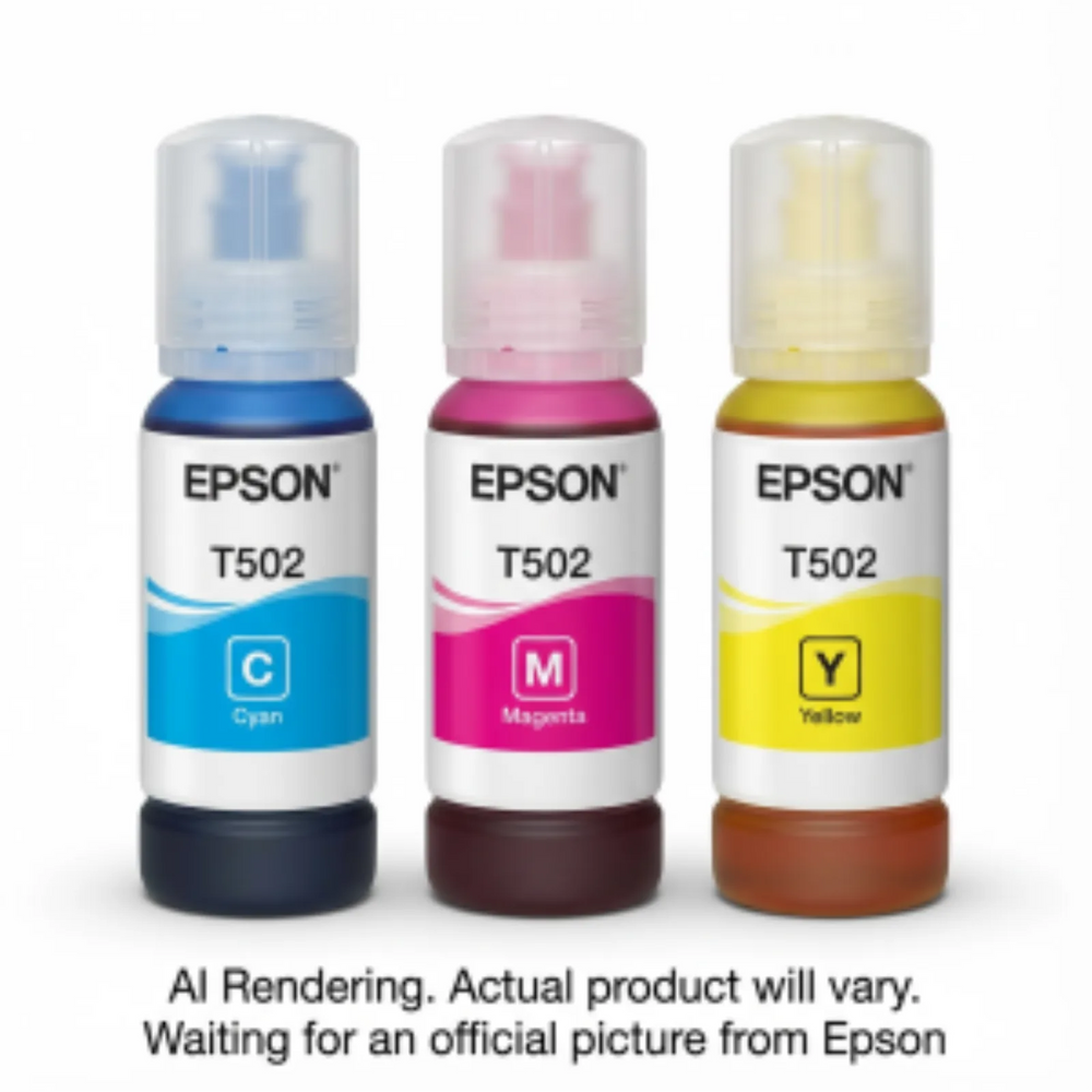 Epson T502520-S T502 Cyan, Magenta, Yellow Ink Bottle Combo Pack – 6,000 Page Yield