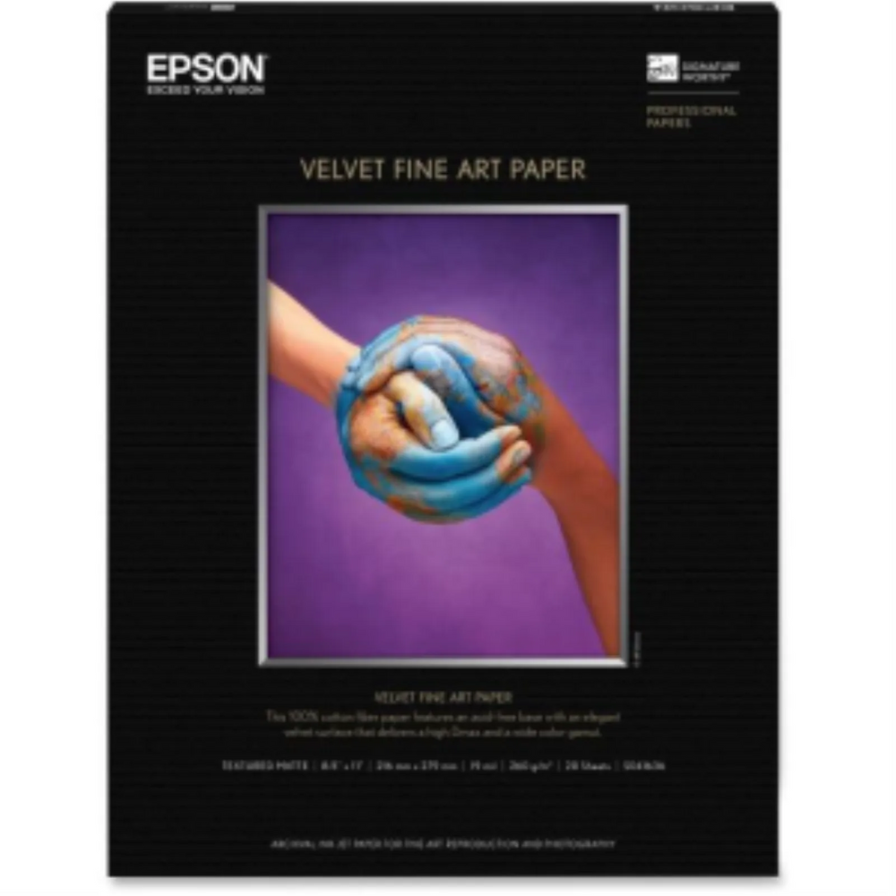 Epson Velvet Fine Art Paper, Letter Size, 20 sheetsS