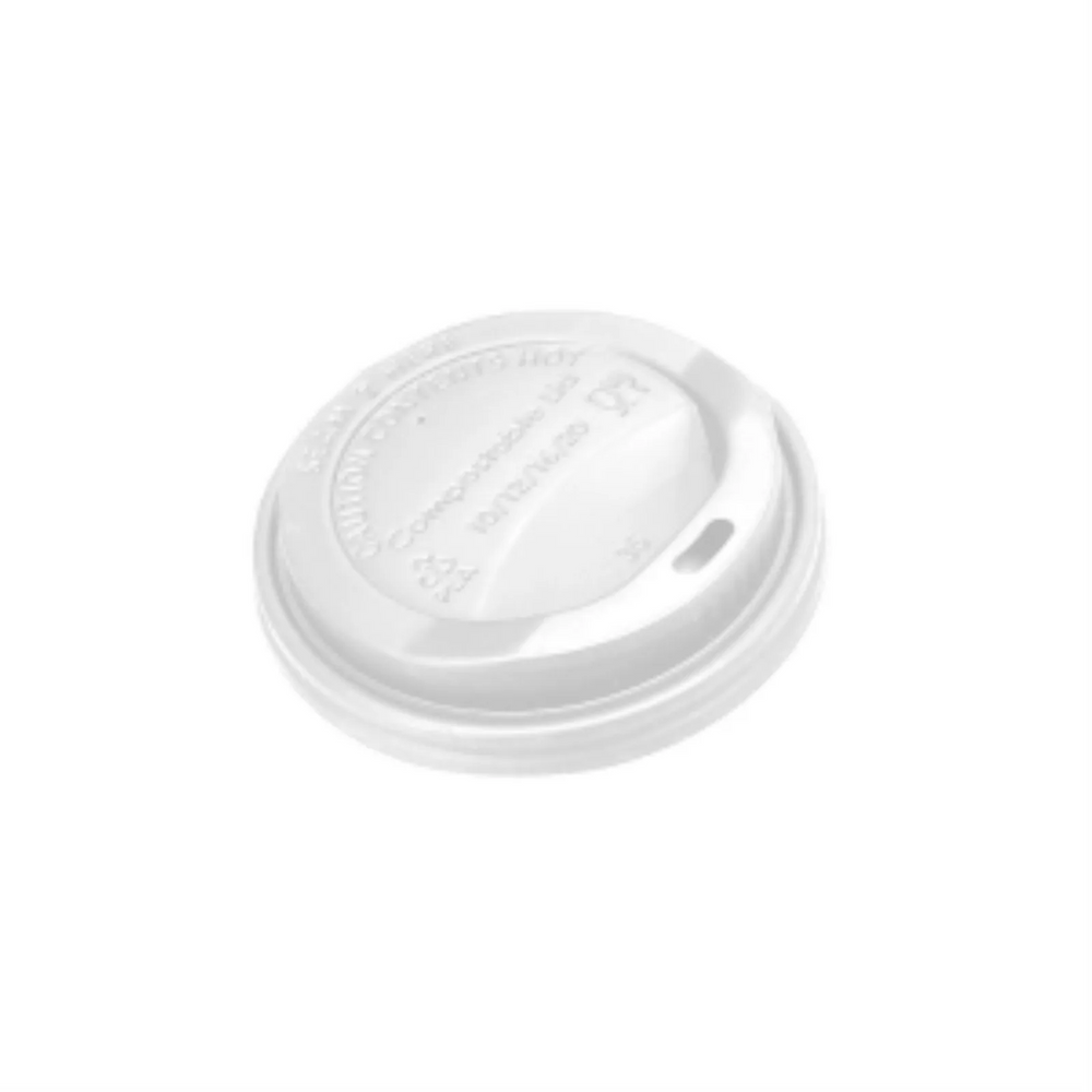 Compostable Dome Sip Lid - 10 - 20 oz / White (Pack of 50)