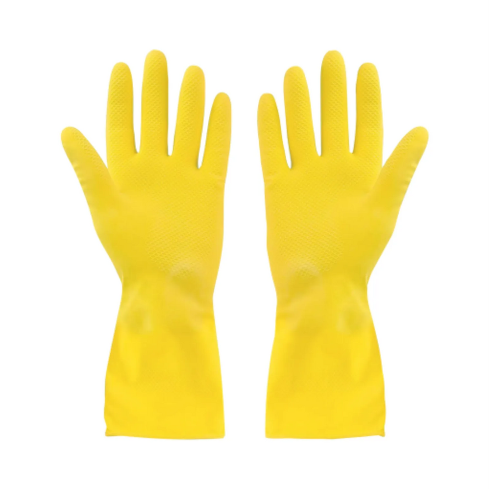 Rubber Gloves Flocklined Yellow Small Extended Cuff - (12 pairs)