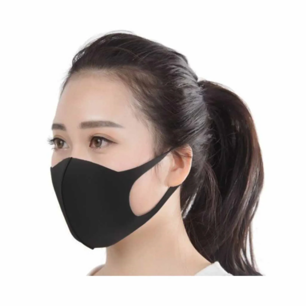 Reusable Face Mask Black Polyester/Spandex (Pack of 10)