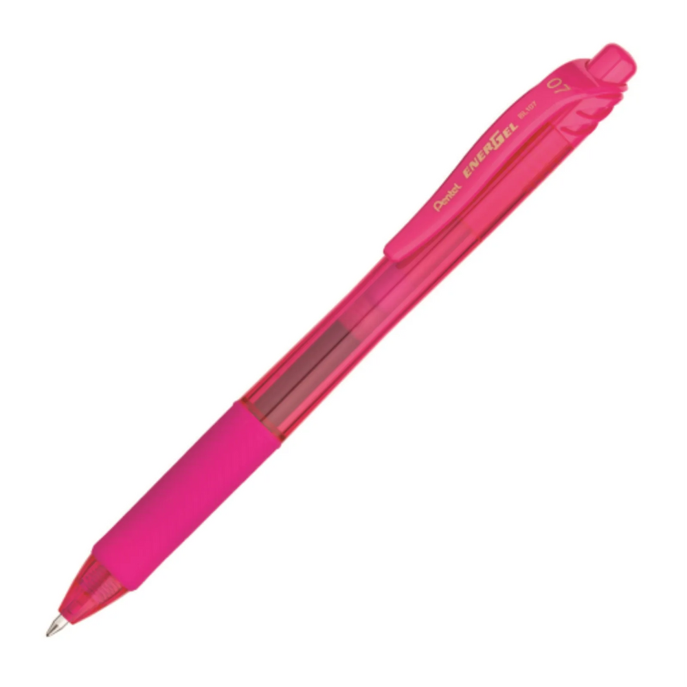 EnerGel-X Retractable Gel Roller, (0.7mm) Metal Tip, Pink Ink