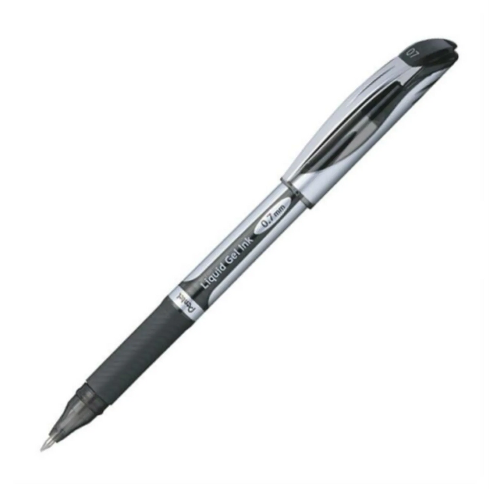 EnerGel Liquid Gel Pen, (0.7mm) Metal Tip, Capped, Black Ink