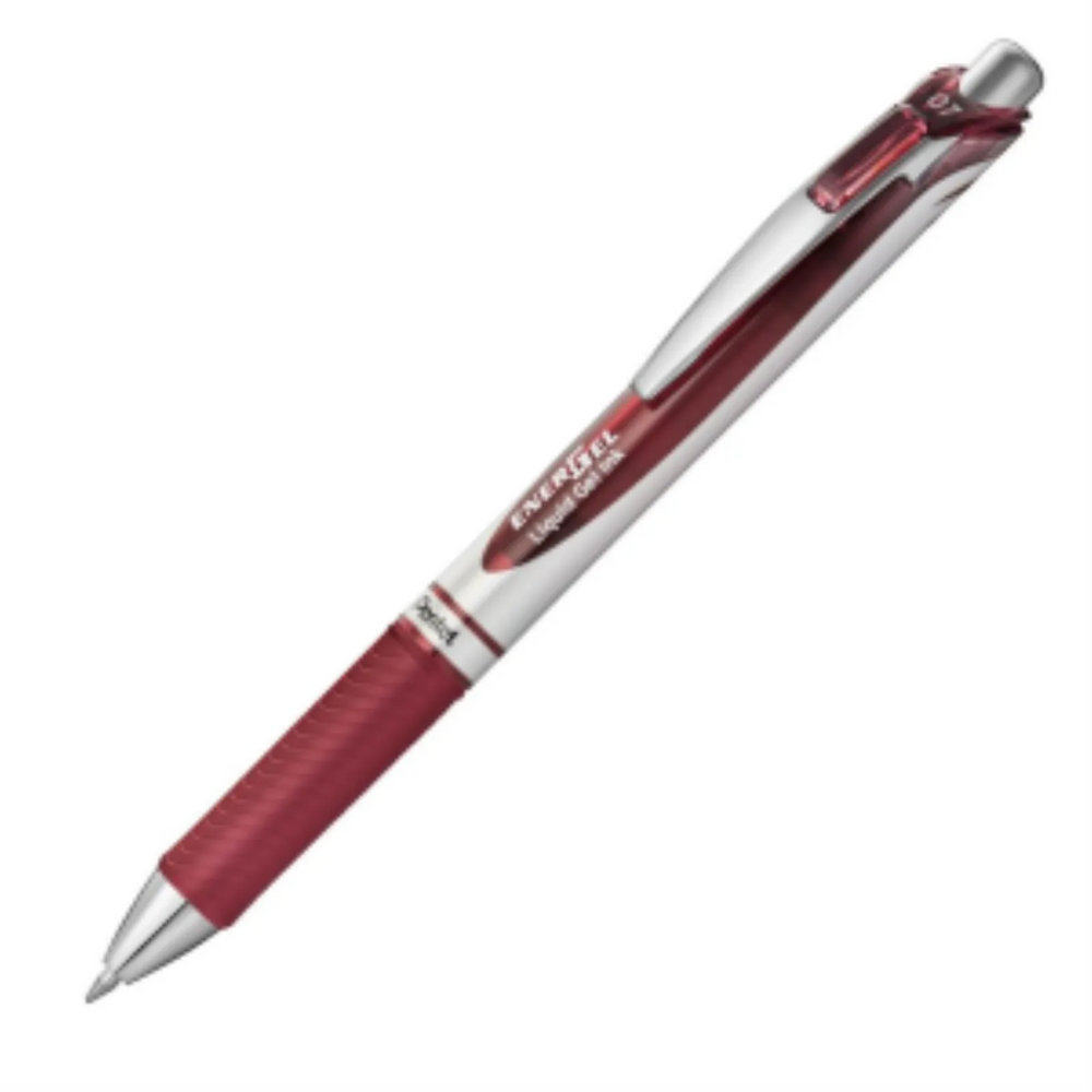 EnerGel Retractable Gel Roller, (0.7mm) Metal Tip, Burgundy Ink