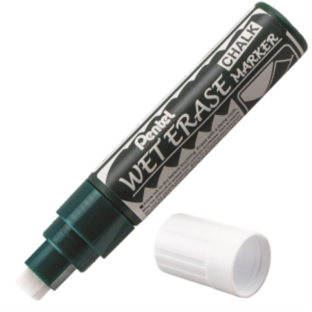 Pentel Arts Wet Erase Chalk Marker, Jumbo Chisel Tip, White Ink