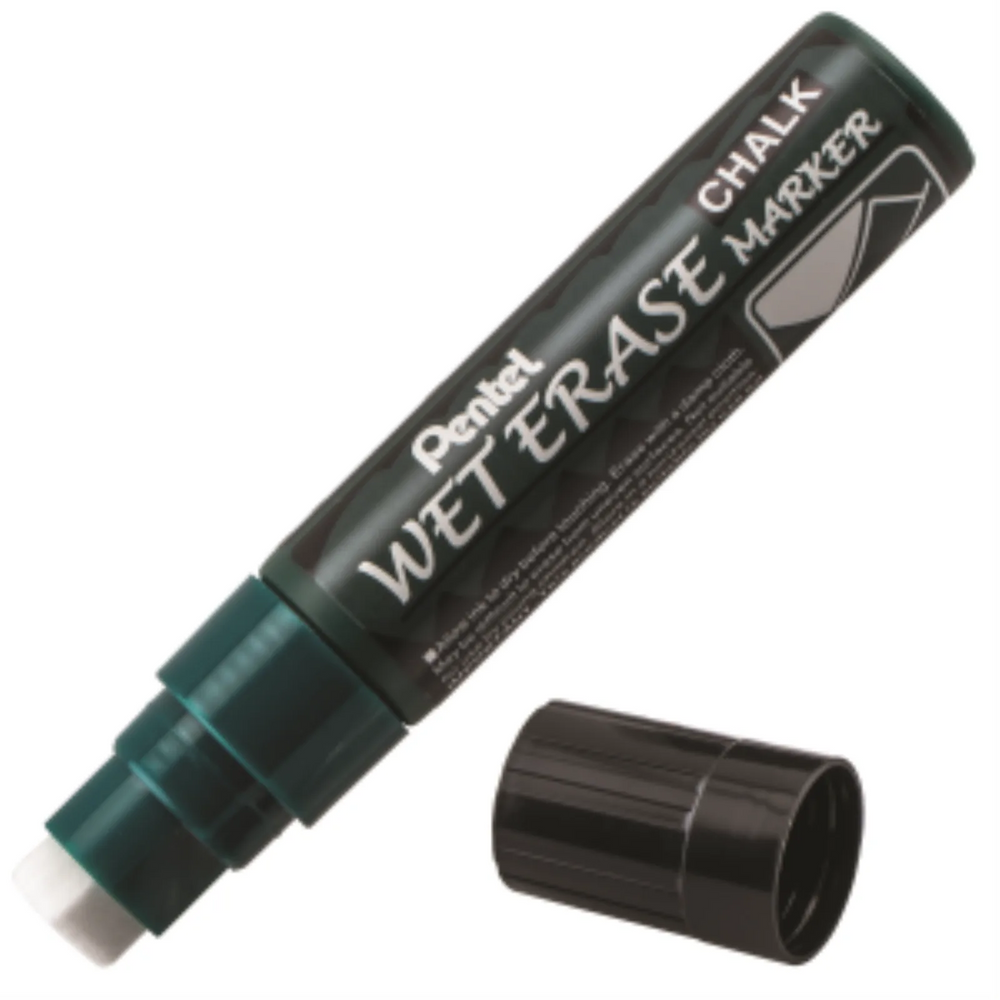 Pentel Arts Wet Erase Chalk Marker, Jumbo Chisel Tip, Black Ink