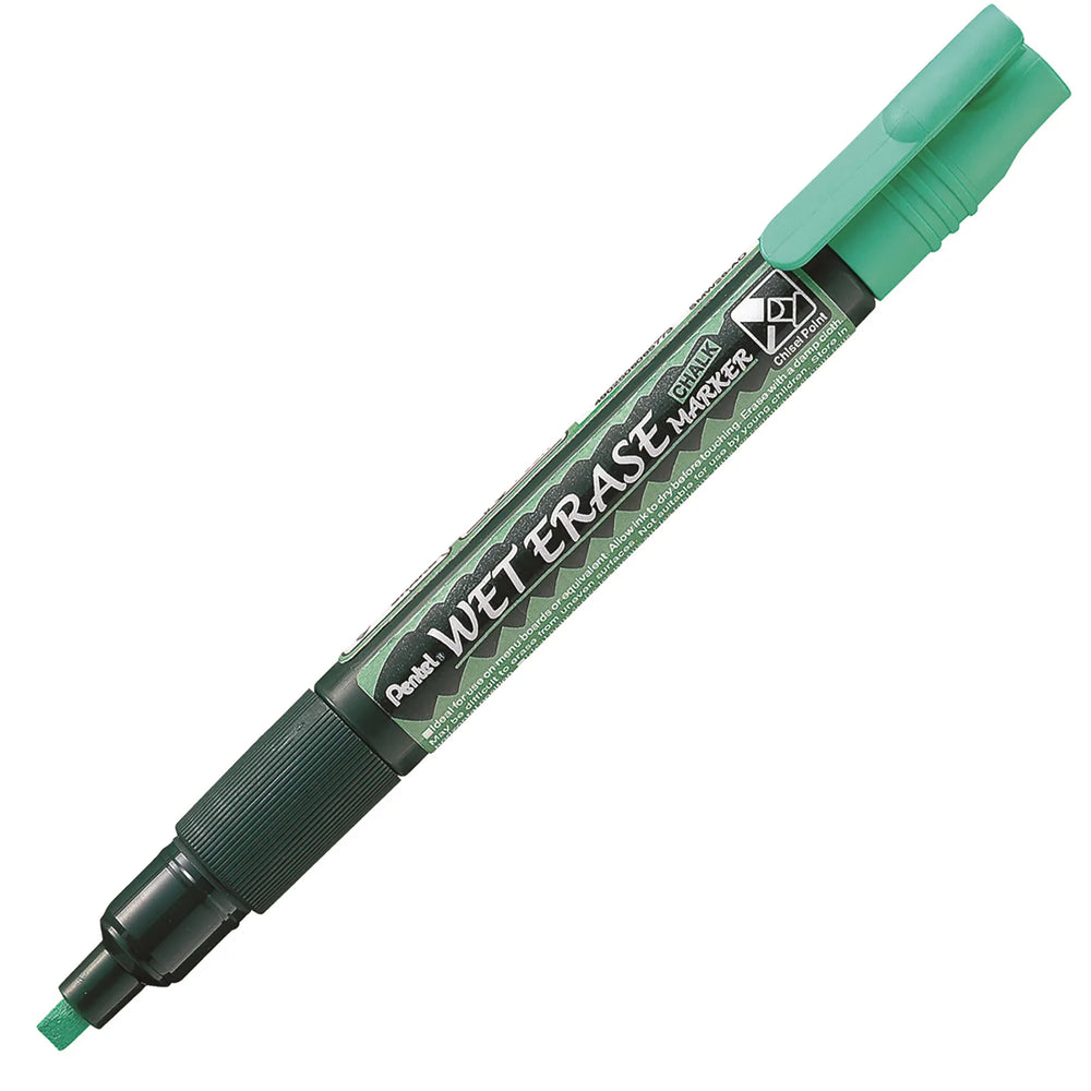 Pentel Arts Wet Erase Chalk Marker, Small Chisel Tip, Green Ink