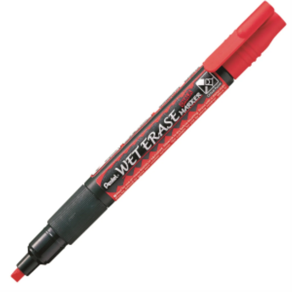 Pentel Arts Wet Erase Chalk Marker, Small Chisel Tip, Red Ink
