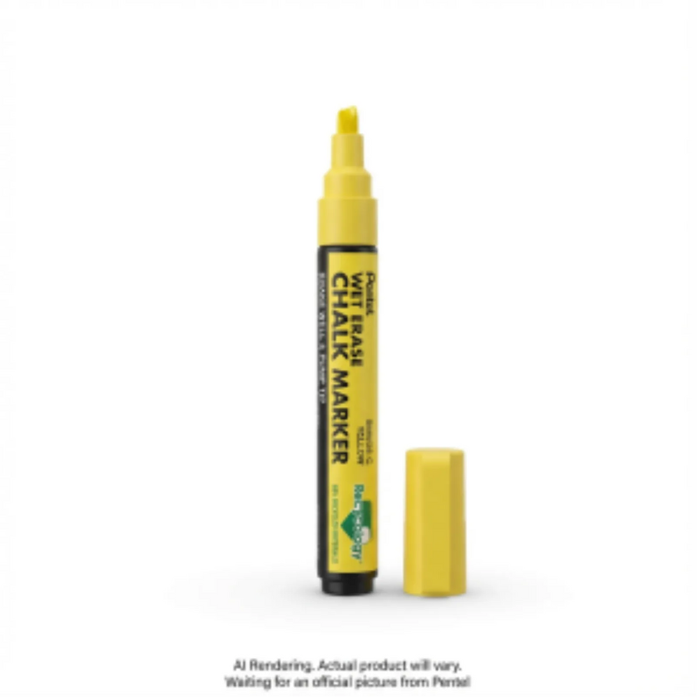 Pentel Arts Wet Erase Chalk Marker, Small Chisel Tip, Yellow Ink