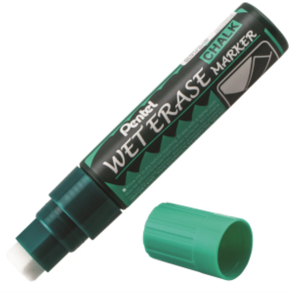 Pentel Arts Wet Erase Chalk Marker, Jumbo Chisel Tip, Green Ink