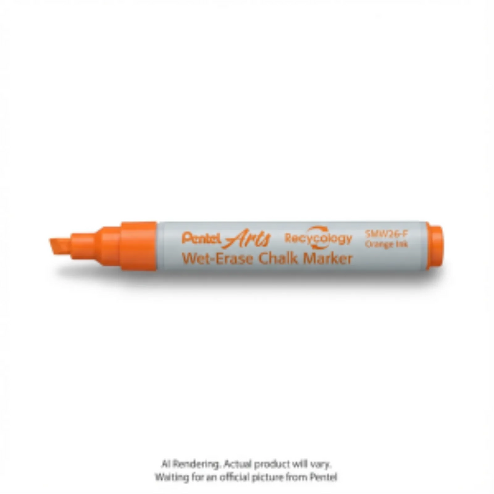 Pentel Arts Wet Erase Chalk Marker, Small Chisel Tip, Orange Ink