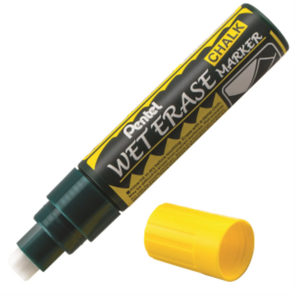 Pentel Arts Wet Erase Chalk Marker, Jumbo Chisel Tip, Yellow Ink