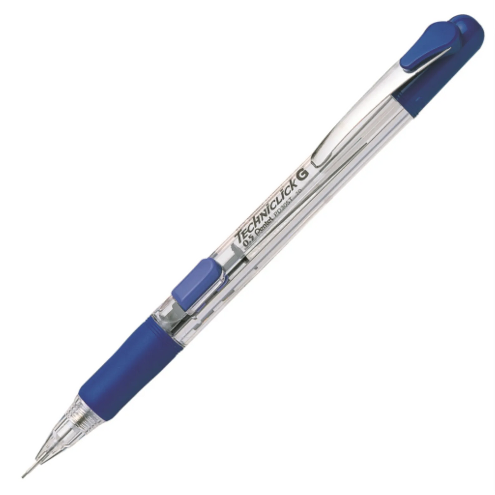 Twist-Erase Click Mechanical Pencil (0.7mm) Clear Barrel, Blue Grip