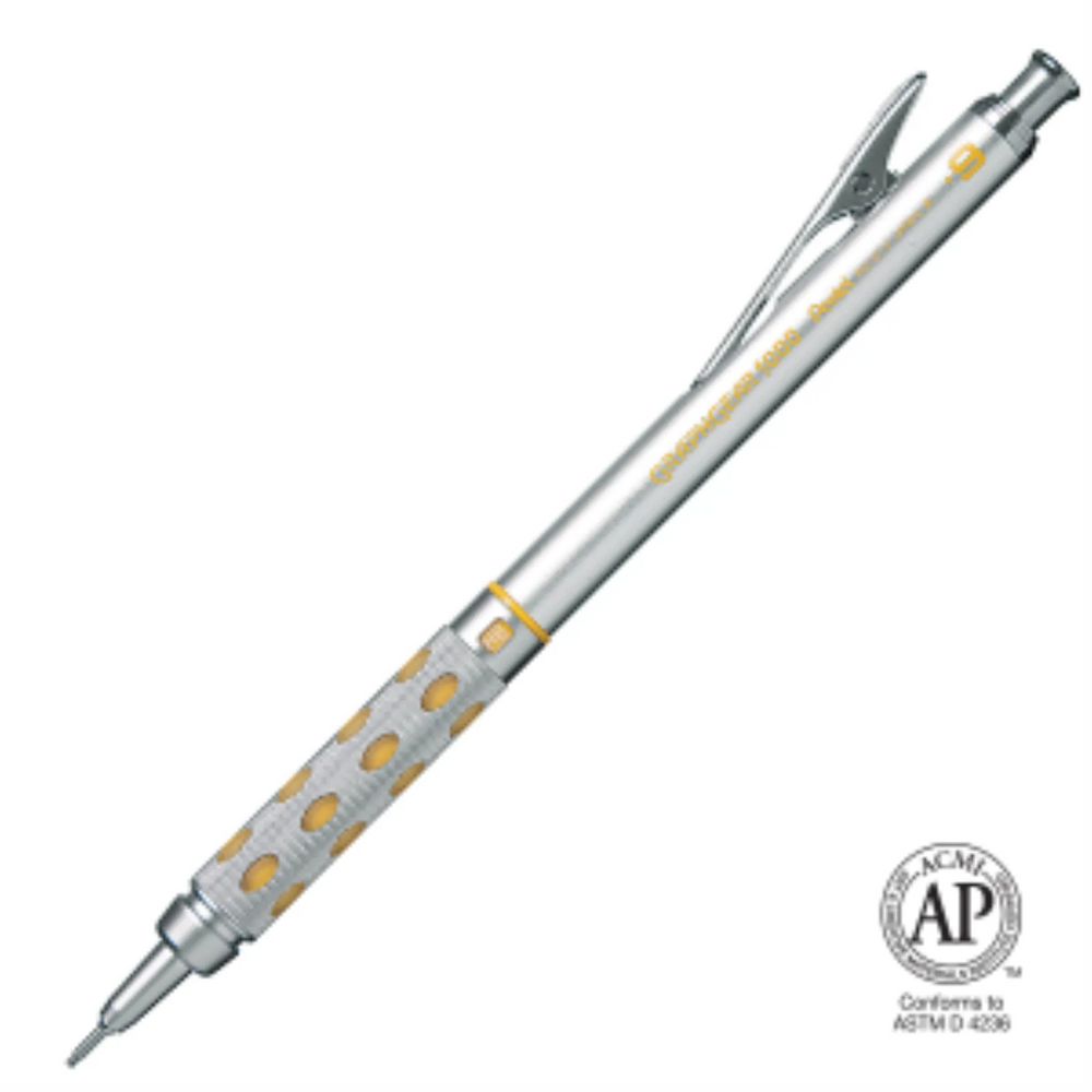 GraphGear 1000 Retractable Mechanical Drafting Pencil (0.9mm), Yellow Accents, Gift Case