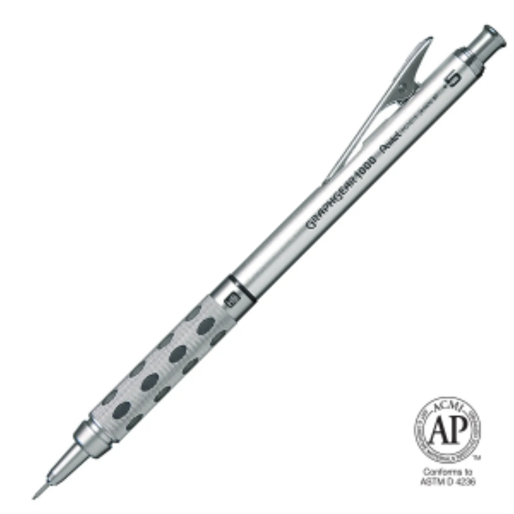 GraphGear 1000 Retractable Mechancial Drafting Pencil (0.5mm), Black Accents, Gift Case