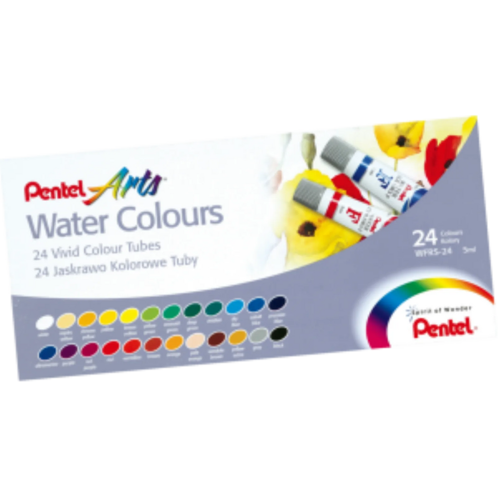 Pentel Arts Water Colours Assorted Colours, 24 Colour Pack