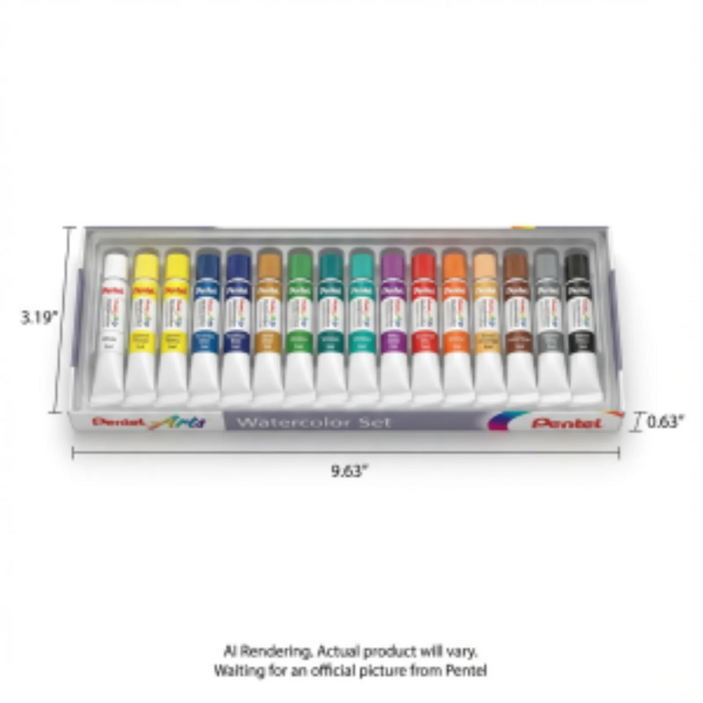 Pentel Arts Water Colours Assorted Colours, 18-Pk