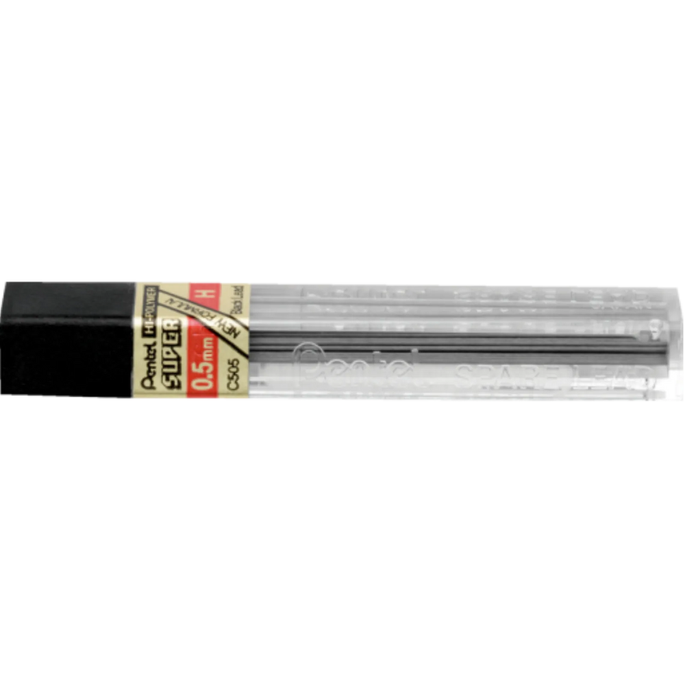 Hi-Polymer Super Lead Refill (0.5mm), H, 12 Leads per Tube