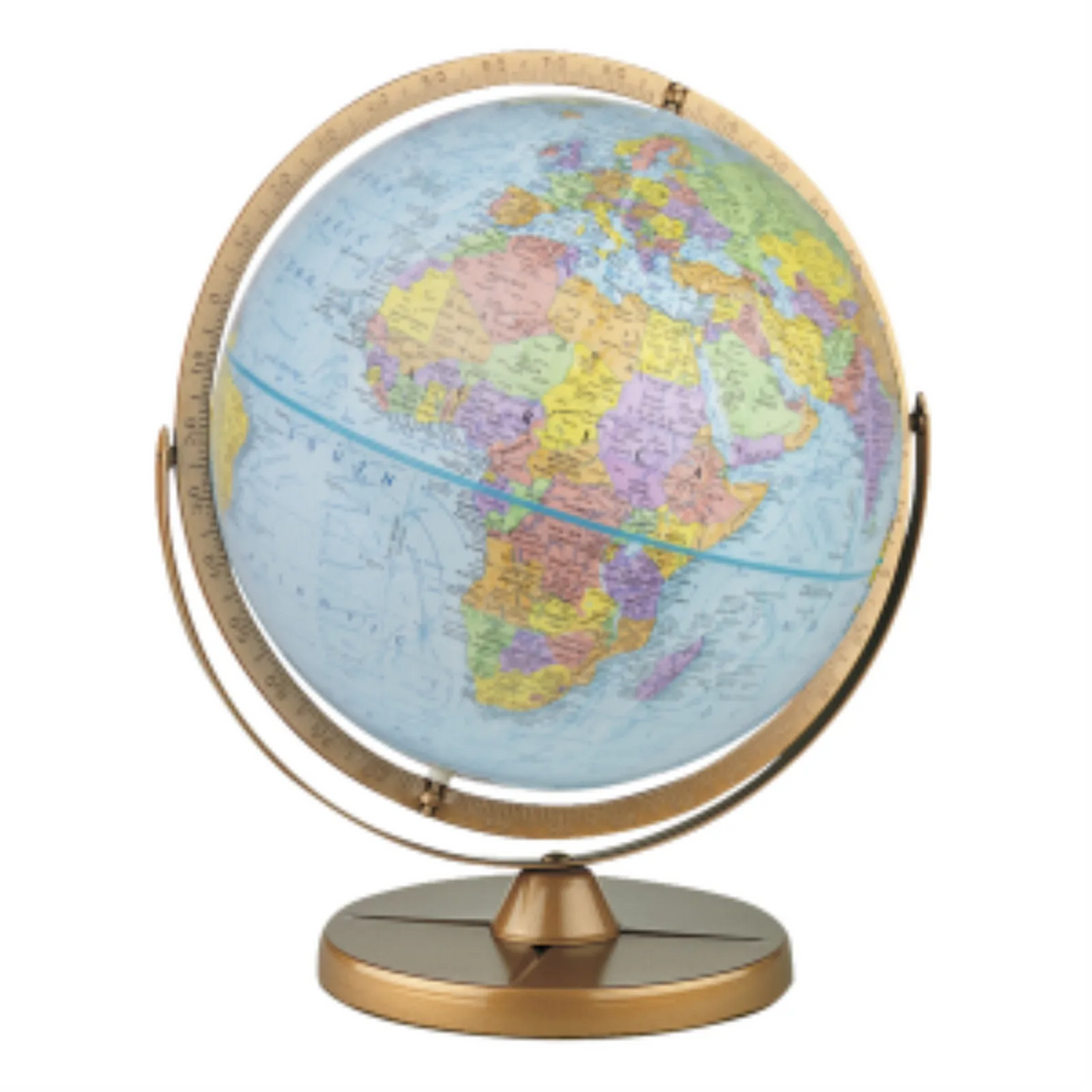 Replogle Pioneer Globe 12"/30Cm Diameter Blue Ocean Desk Globe With Metal And Full Meridian (French)