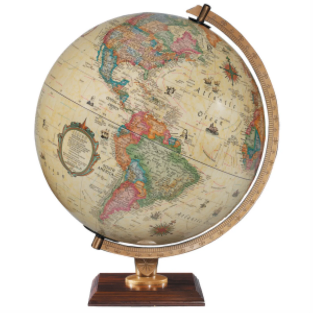 Carlyle 12"/30cm Diameter Antique Ocean Illuminated Desk Globe (French)